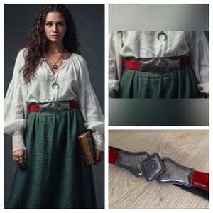 Western Gothic Suede Belt GEIGER Austria Ornate Silver Buckle